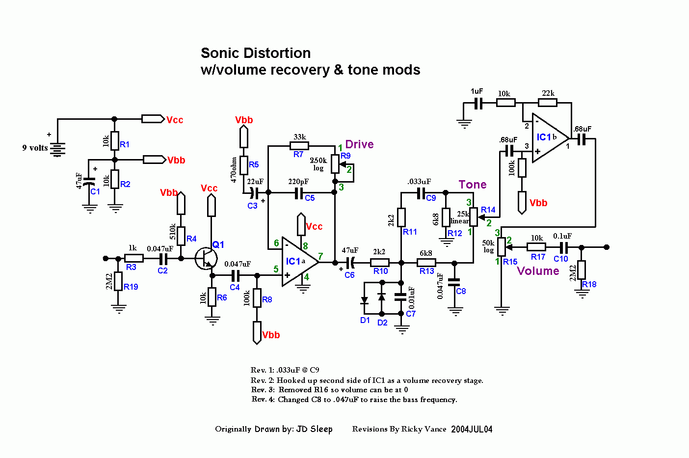Perf and PCB Effects Layouts: Ibanez/Maxon SD9 Sonic Distortion