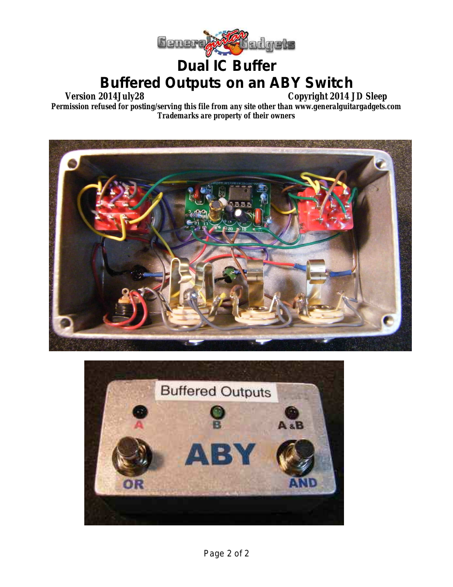 Switch Box with A/B/Y buffered outputs (Parts Layout and Wiring Diagram)