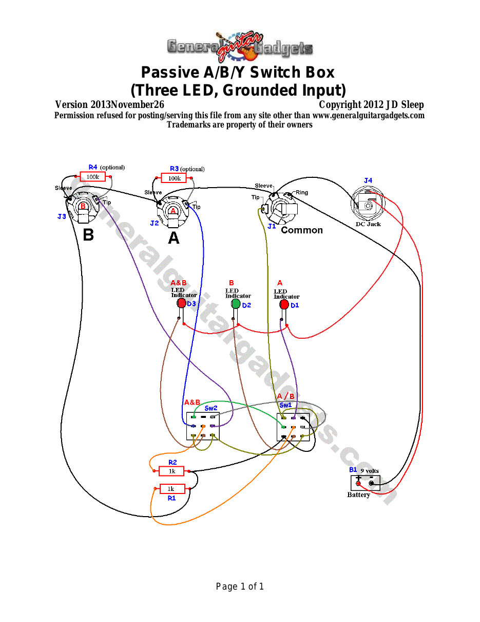 A/B/Y Switch Box Parts Layout and Wiring Diagram