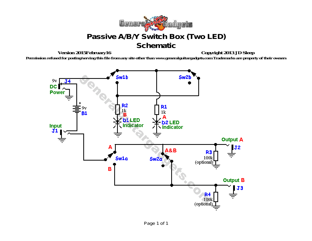A very simple A/B/Y Switch Box Schematic.