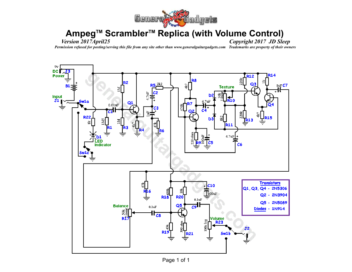 Scrabbler With Volume Control Schematic