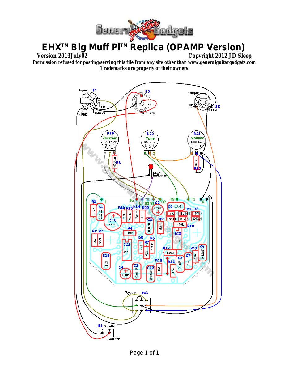 OpAmp BMP Parts Layout and Wiring Diagram