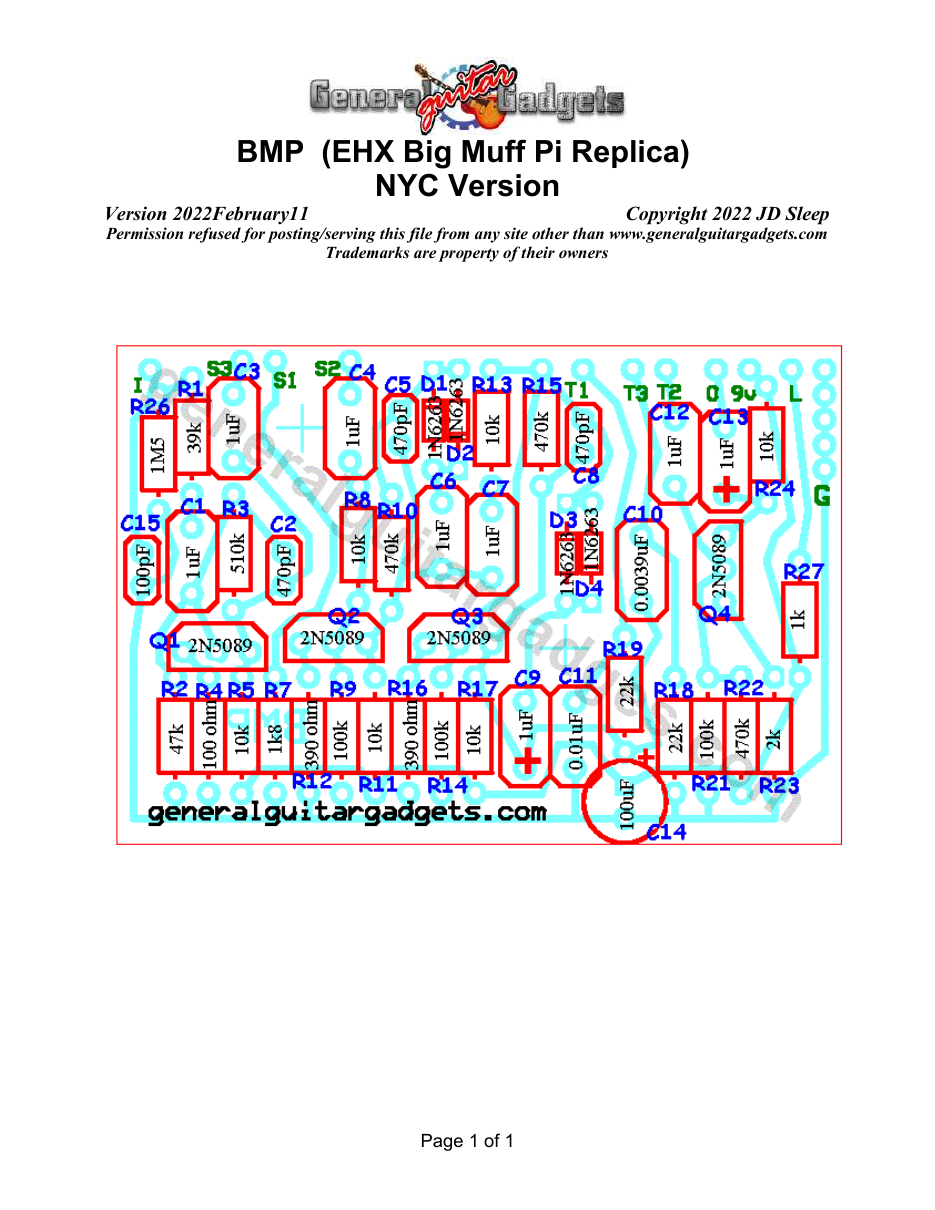 BMP NYC Version Parts Layout