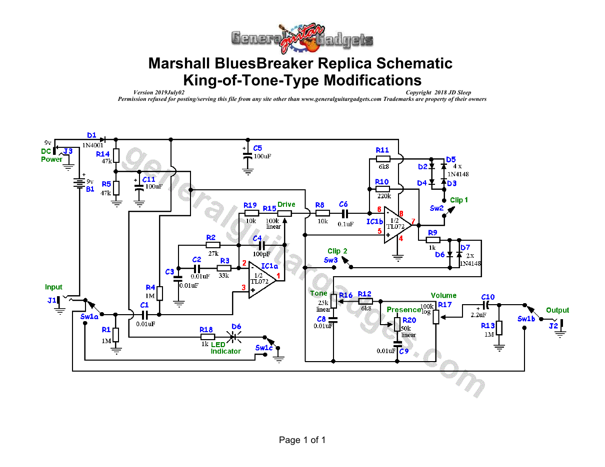 King of Tone Type Modifications Schematic
