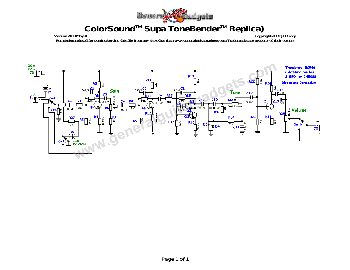 Supa ToneBender™ Schematic