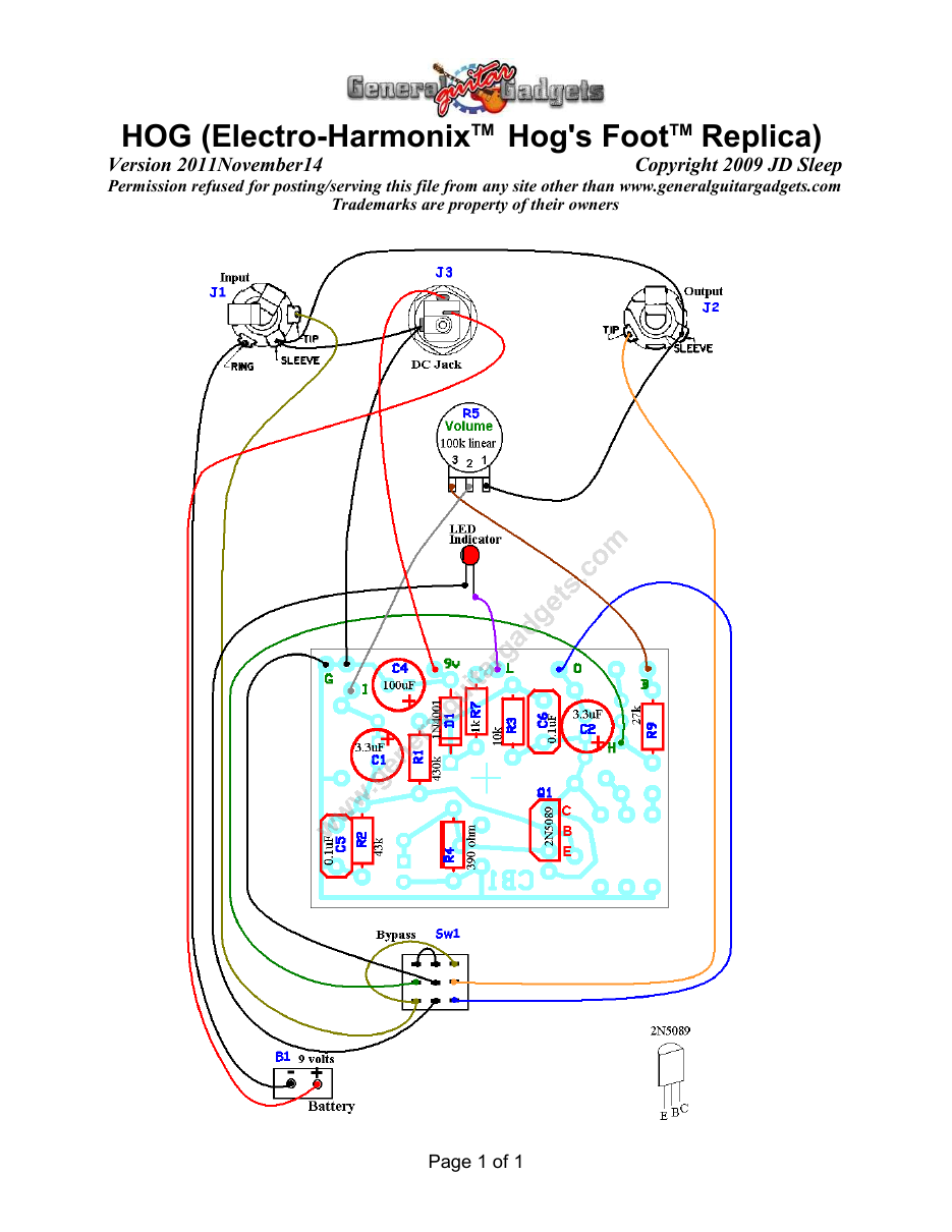 Hog's Foot Parts Layout and Wiring Diagram