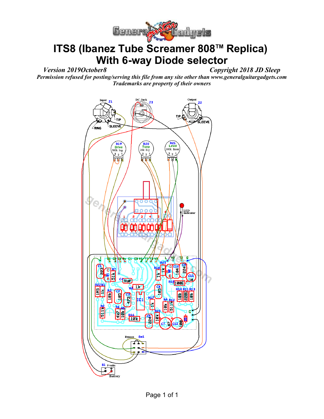 ITS8 Parts Layout/Wiring Diagram with 6-way switch