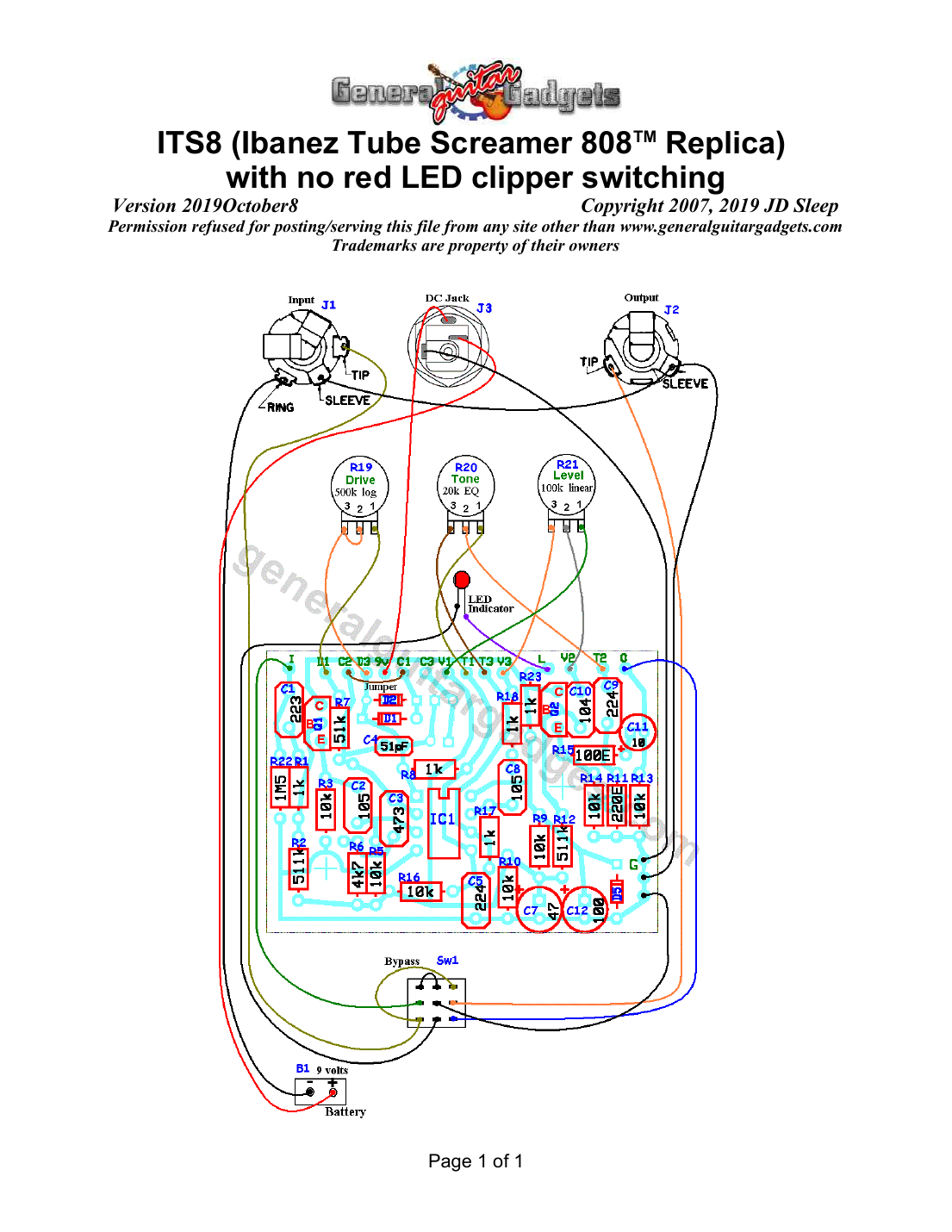ITS8 Parts Layout/Wiring Diagram No clipper diode switch.