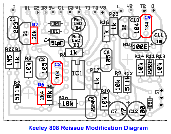 Keeley 808 Reissue Modification Diagram