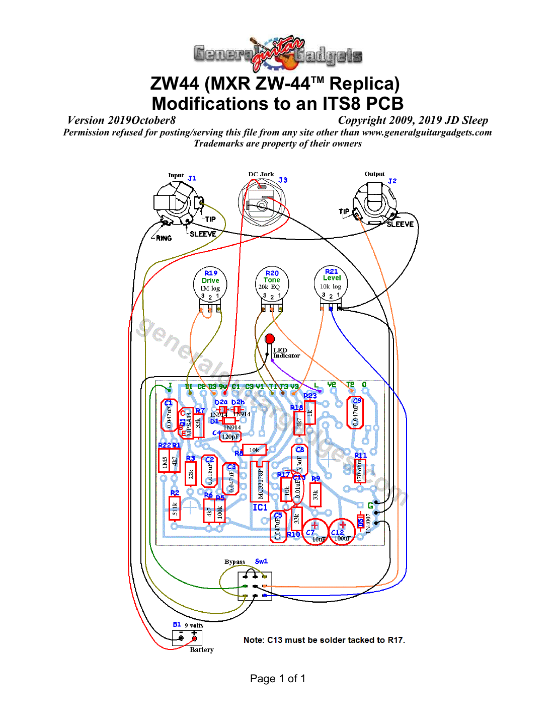 ZW-44 Parts Layout/Wiring Diagram