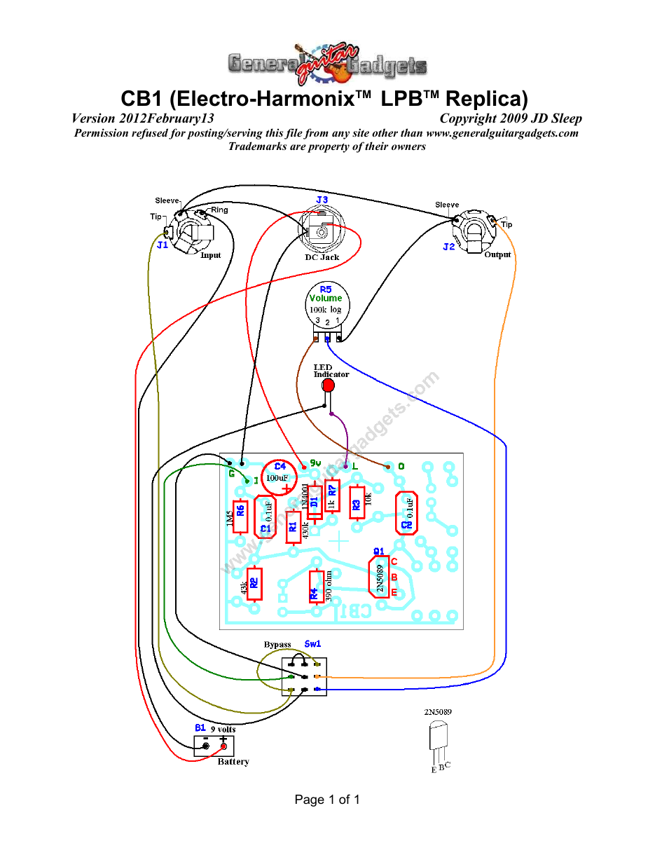 CB1 Parts Layout and Wiring Diagram