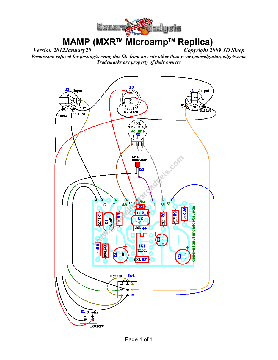 MicroAmp Parts Layout and Wiring Diagram