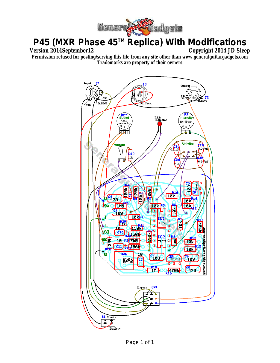 Phase 45™ with Modifications Parts Layout and Wiring Diagram
