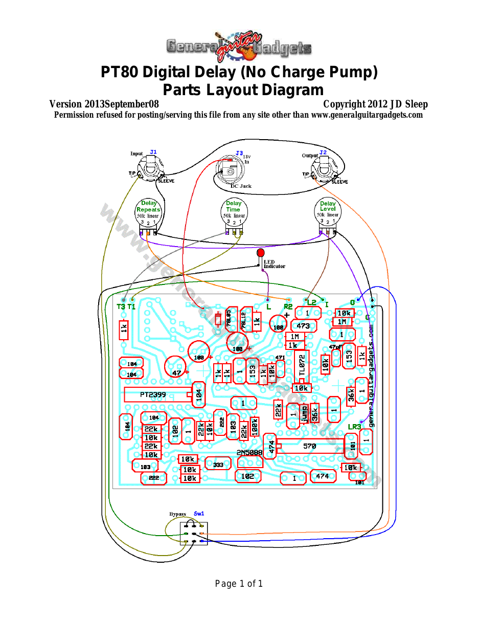 PT-80 Delay Layout & Wiring with no charge pump.