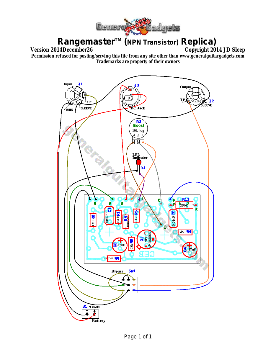 Rangemaster NPN Parts Layout and Wiring Diagram